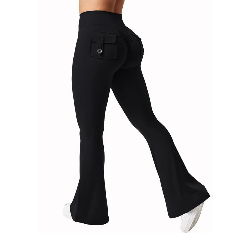 2026 Gym Push Up Impact Leggings Woman Sexy Hip Lifting Running Workout Leggings Women New Pocket Quick-Dry Yoga Flared Leggings