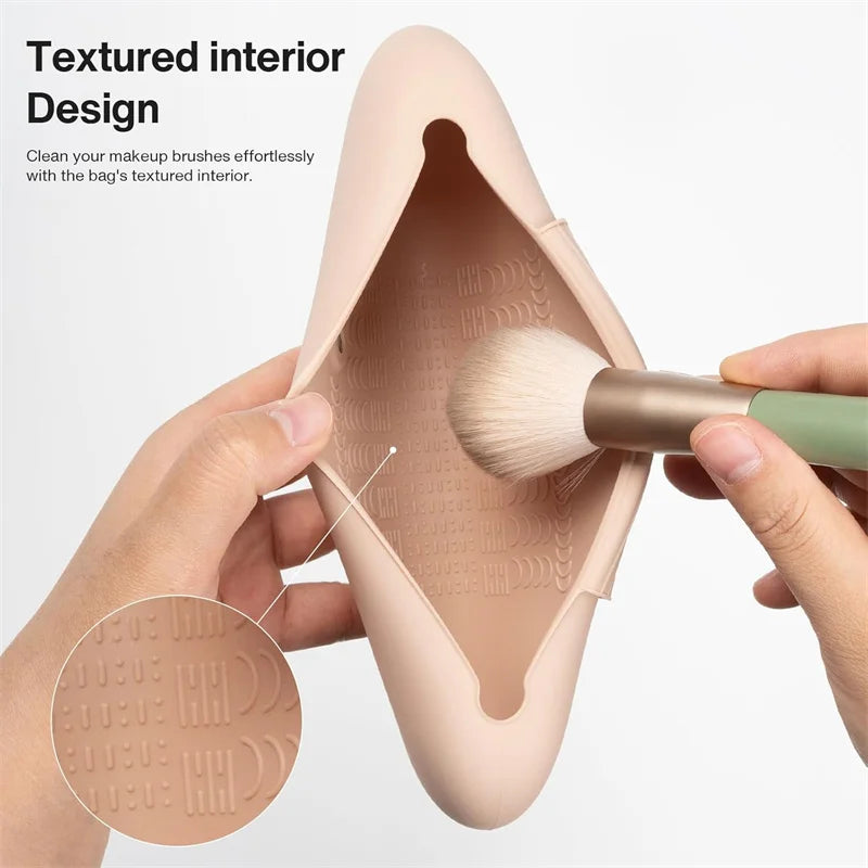 Silicone Makeup Brush Holder Travel Cosmetic Bag Case Soft Portable Cosmetic Face Brushes Holder with Magnetic Closure