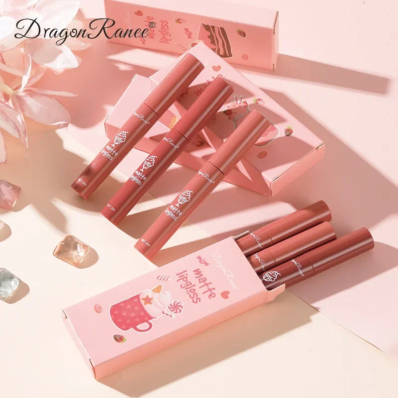 3PCS/Set Velvet Matte Nude Liquid Lipstic Long Lasting Waterproof Lipgloss Kits Moisturizing Lip Stain Tint Sexy Lip Makeup Sets