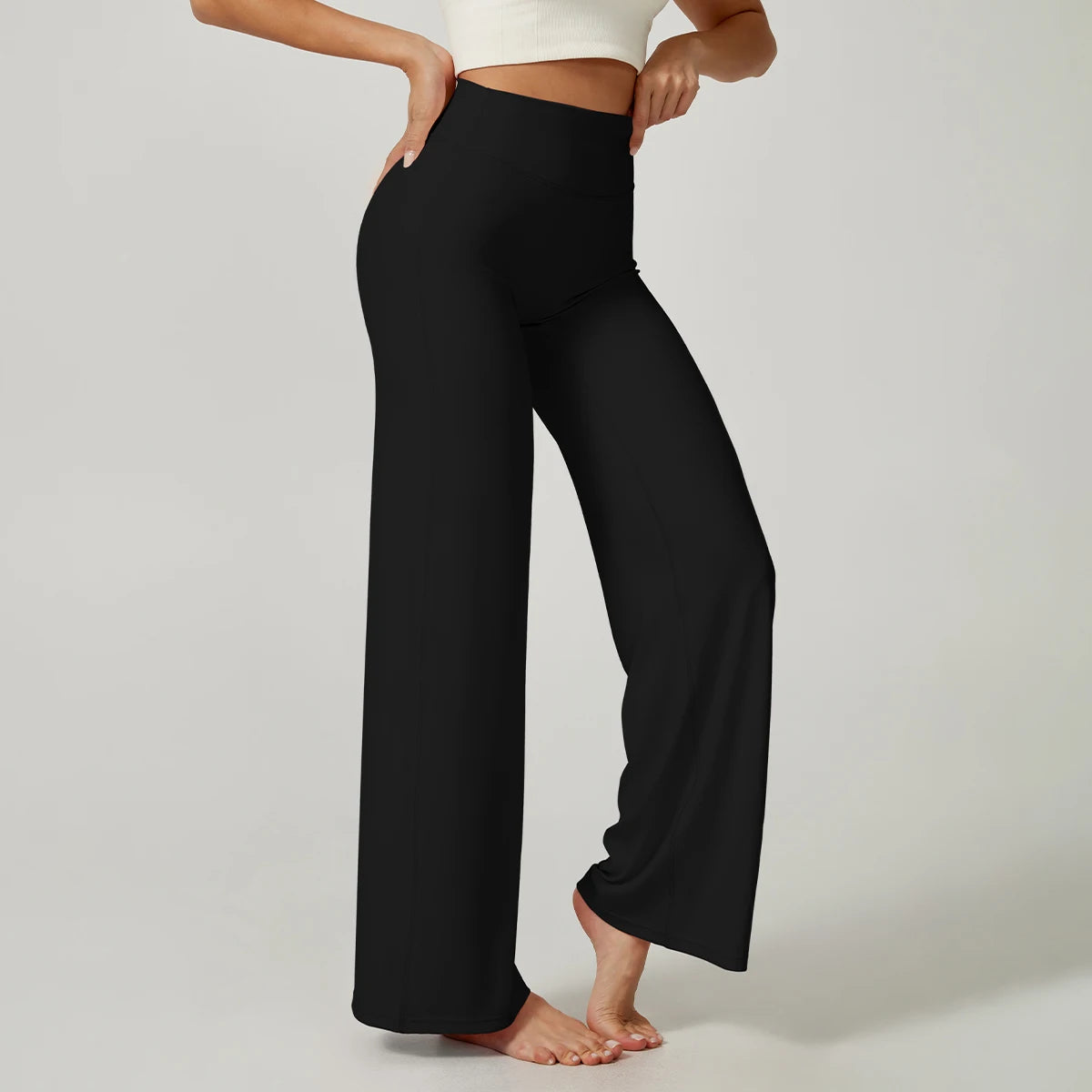 Women High Waist Wide Leg Yoga Pants Loose Flare Leggings Tummy Control Straight Workout Trousers Casual Lounge Pants Fitness