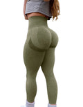 Women Butt Lifting Yoga Leggings Elastic Workout High Waist Tummy Control Ruched Booty Pants Seamless Gym Compression Tights