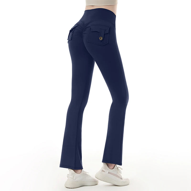 2026 Gym Push Up Impact Leggings Woman Sexy Hip Lifting Running Workout Leggings Women New Pocket Quick-Dry Yoga Flared Leggings
