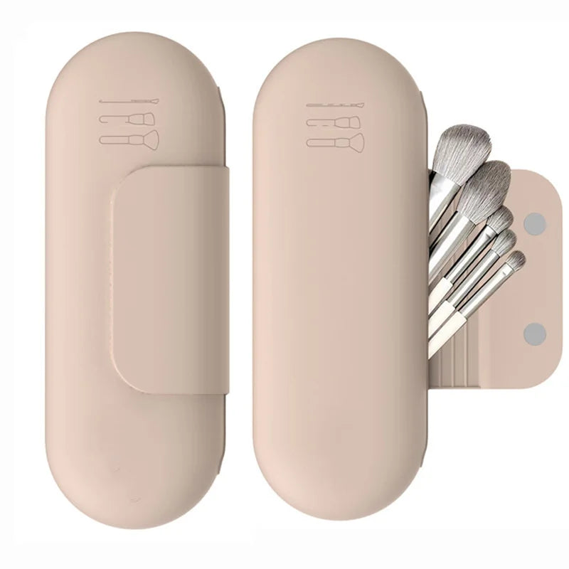 Silicone Makeup Brush Holder Travel Cosmetic Bag Case Soft Portable Cosmetic Face Brushes Holder with Magnetic Closure