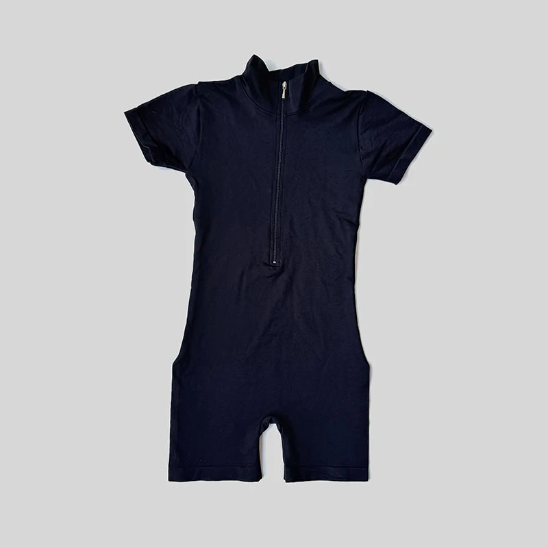 Summer Short Sleeve Zipper Jumpsuit Sports Wear Gym Fitness Sports Bodysuits Women Running Fashion Workout Clothes