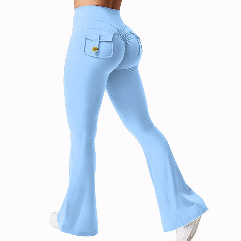 2026 Gym Push Up Impact Leggings Woman Sexy Hip Lifting Running Workout Leggings Women New Pocket Quick-Dry Yoga Flared Leggings