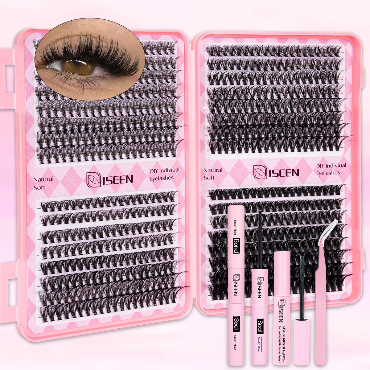 DIY Eyelash Extension Kit Natural or Thick Cluster Eyelashes Wispy Individual Lashes With Lash Glue Makeup