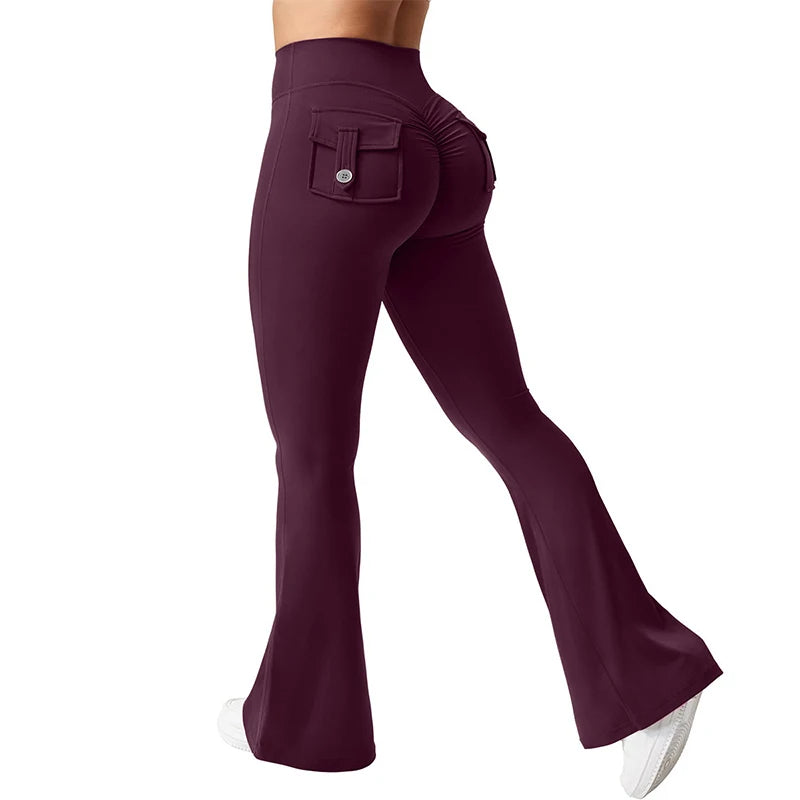 2026 Gym Push Up Impact Leggings Woman Sexy Hip Lifting Running Workout Leggings Women New Pocket Quick-Dry Yoga Flared Leggings