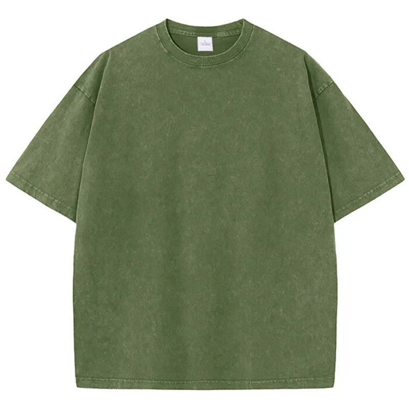 Summer Cotton Washed T-shirt for Women Men Loose O-Neck Oversized Tee Korean Y2k Female Clothes Casual Vintage Short Sleeve Tops