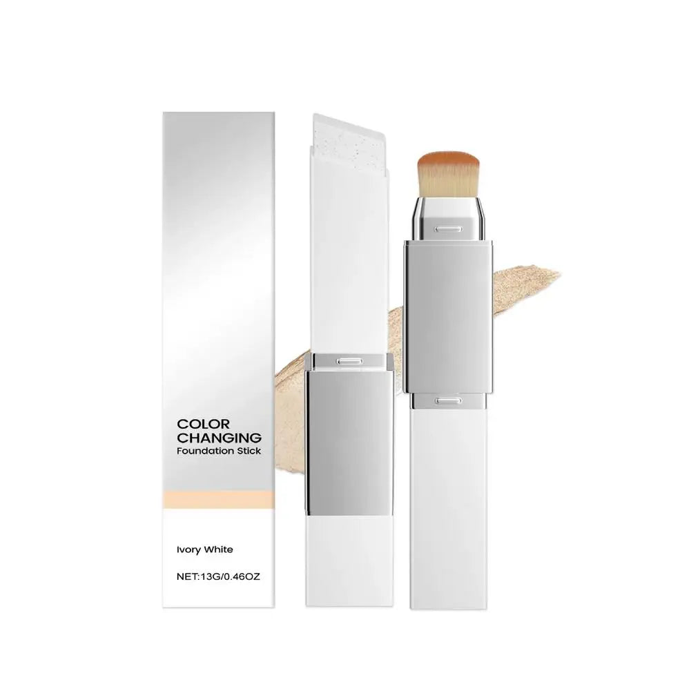 2-in-1 Foundation Stick Liquid Lightweight Moisturizing Brightening Foundation Color Changing For All Skin Types Base Makeup