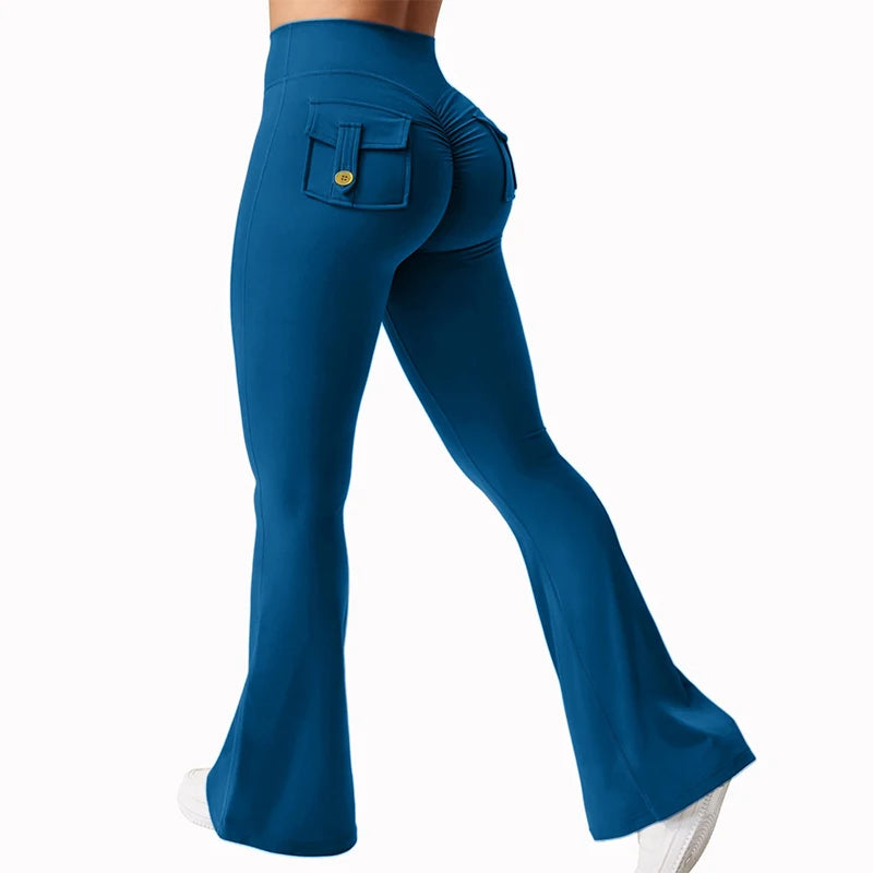 2026 Gym Push Up Impact Leggings Woman Sexy Hip Lifting Running Workout Leggings Women New Pocket Quick-Dry Yoga Flared Leggings