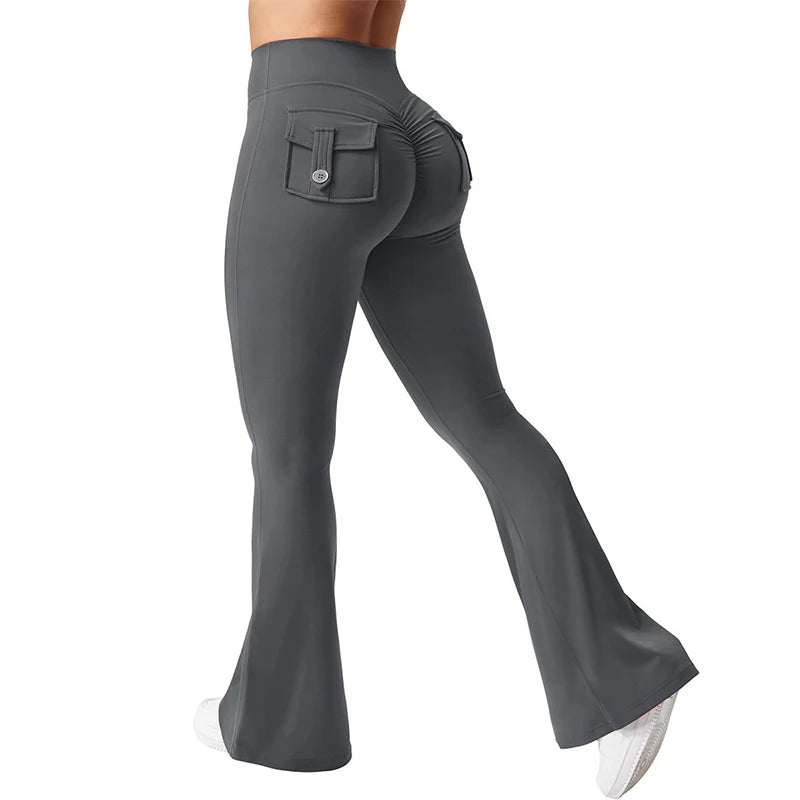 2026 Gym Push Up Impact Leggings Woman Sexy Hip Lifting Running Workout Leggings Women New Pocket Quick-Dry Yoga Flared Leggings