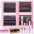 DIY Eyelash Extension Kit Natural or Thick Cluster Eyelashes Wispy Individual Lashes With Lash Glue Makeup