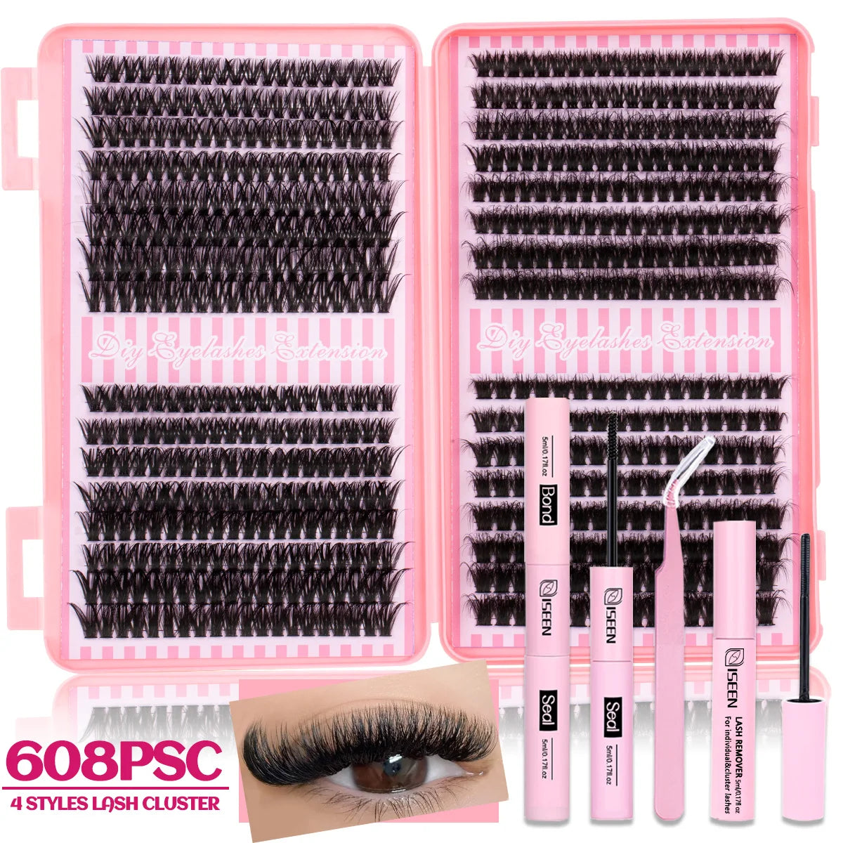 DIY Eyelash Extension Kit Natural or Thick Cluster Eyelashes Wispy Individual Lashes With Lash Glue Makeup