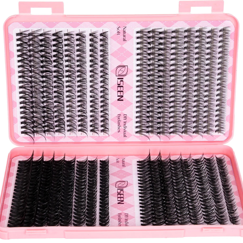 DIY Eyelash Extension Kit Natural or Thick Cluster Eyelashes Wispy Individual Lashes With Lash Glue Makeup