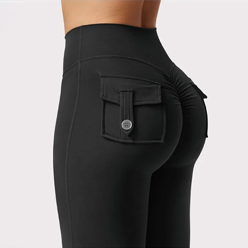 2026 Gym Push Up Impact Leggings Woman Sexy Hip Lifting Running Workout Leggings Women New Pocket Quick-Dry Yoga Flared Leggings