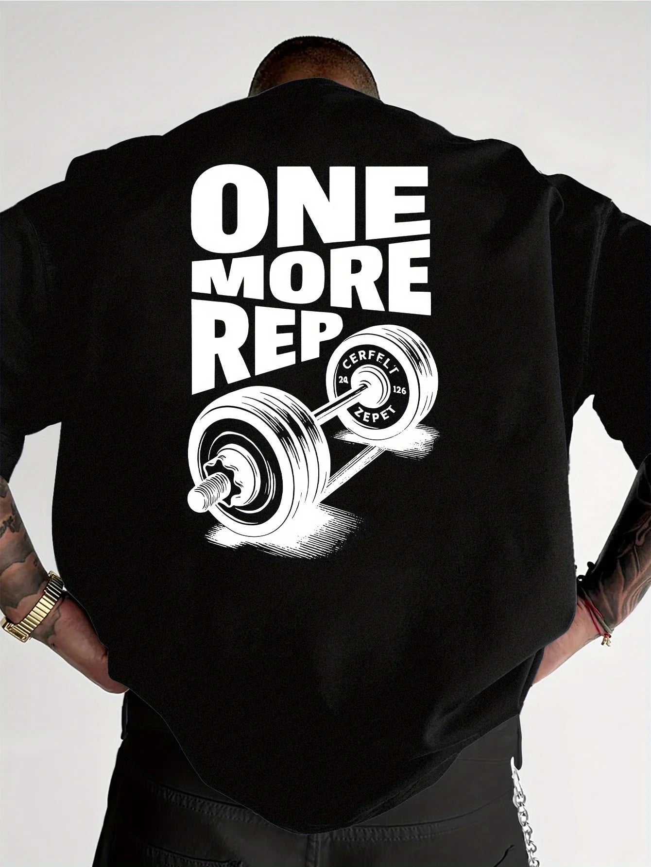 Men's T-Shirt Vintage Funny Gym Workout ONE MORE REP Weightlifting Women Streetwear Cotton Oversized Tees Short Sleeve Loose Top