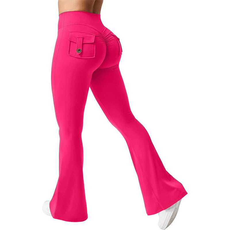 2026 Gym Push Up Impact Leggings Woman Sexy Hip Lifting Running Workout Leggings Women New Pocket Quick-Dry Yoga Flared Leggings