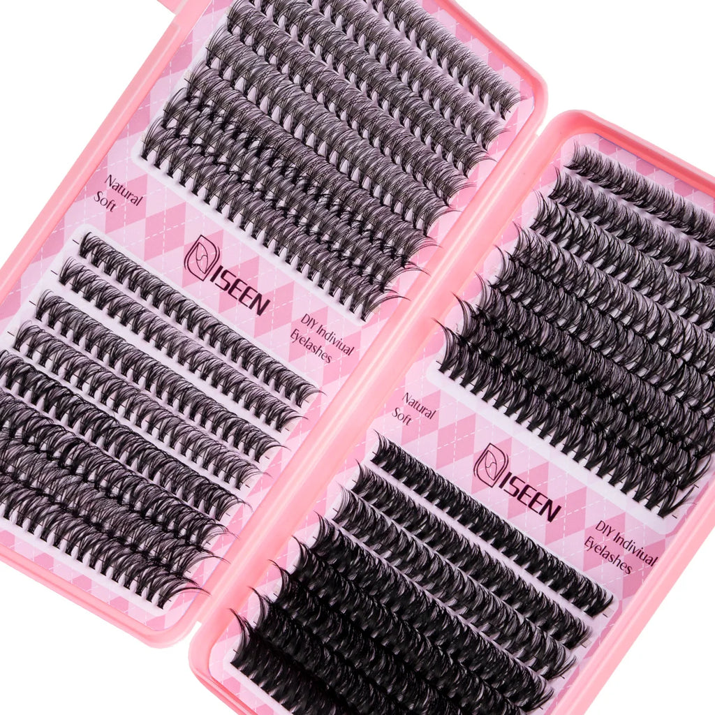 DIY Eyelash Extension Kit Natural or Thick Cluster Eyelashes Wispy Individual Lashes With Lash Glue Makeup