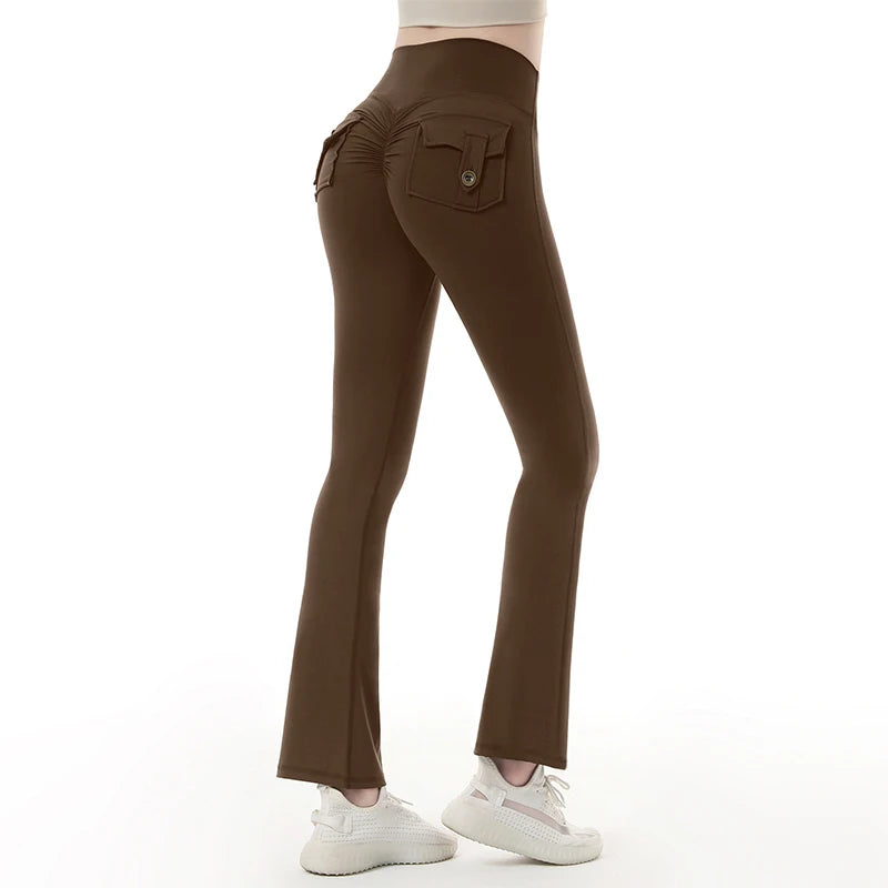 2026 Gym Push Up Impact Leggings Woman Sexy Hip Lifting Running Workout Leggings Women New Pocket Quick-Dry Yoga Flared Leggings
