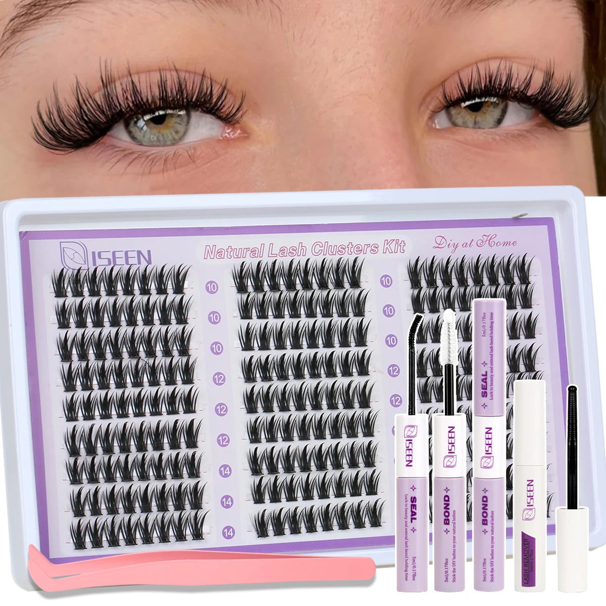 DIY Eyelash Extension Kit Natural or Thick Cluster Eyelashes Wispy Individual Lashes With Lash Glue Makeup