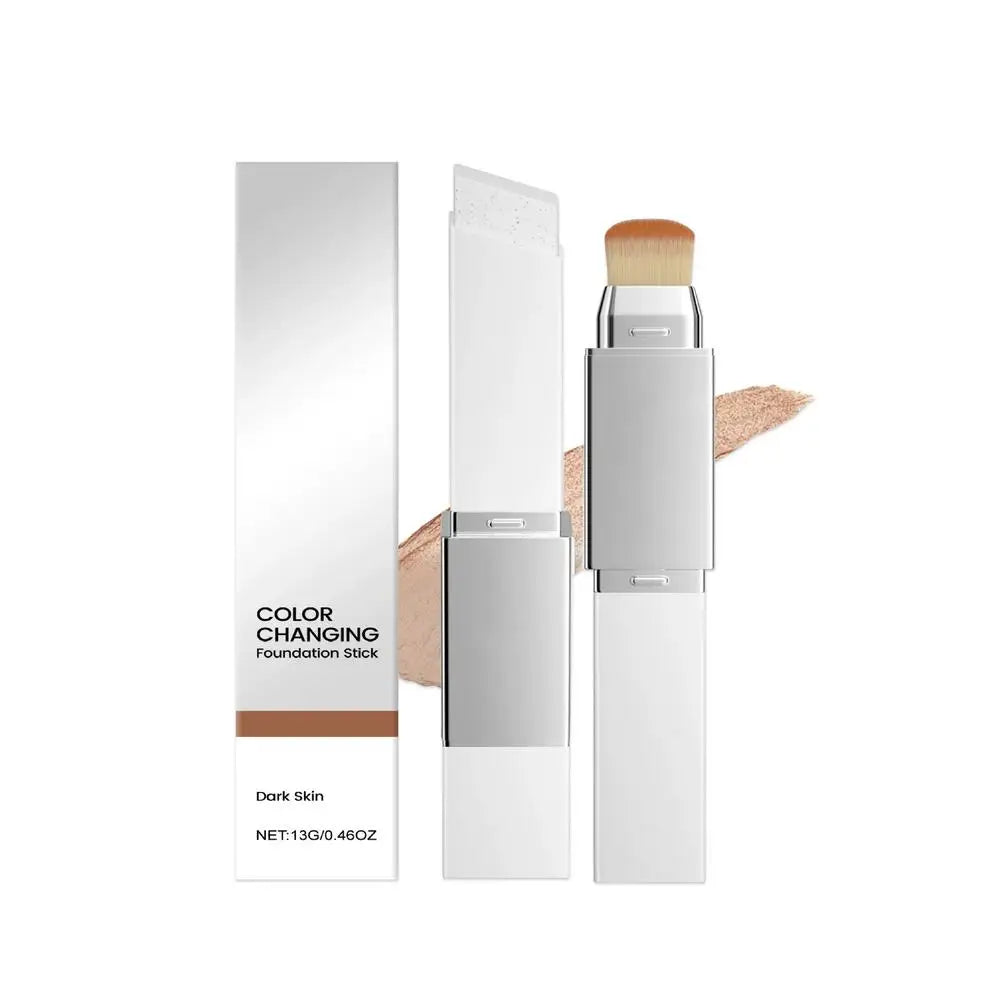 2-in-1 Foundation Stick Liquid Lightweight Moisturizing Brightening Foundation Color Changing For All Skin Types Base Makeup