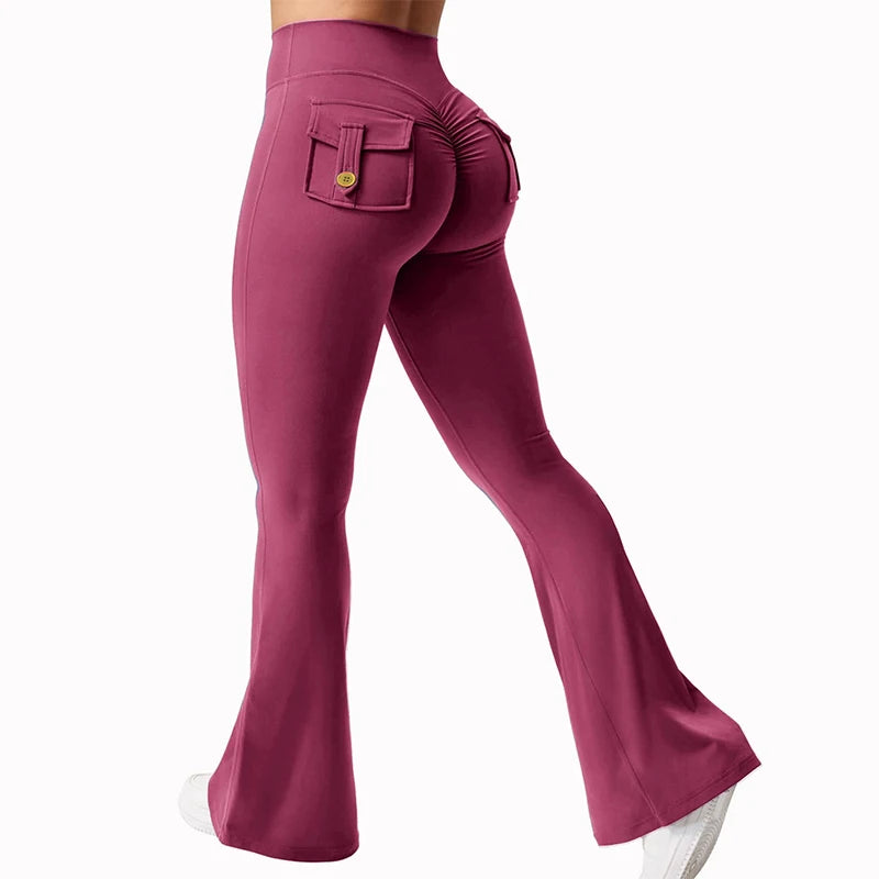 2026 Gym Push Up Impact Leggings Woman Sexy Hip Lifting Running Workout Leggings Women New Pocket Quick-Dry Yoga Flared Leggings