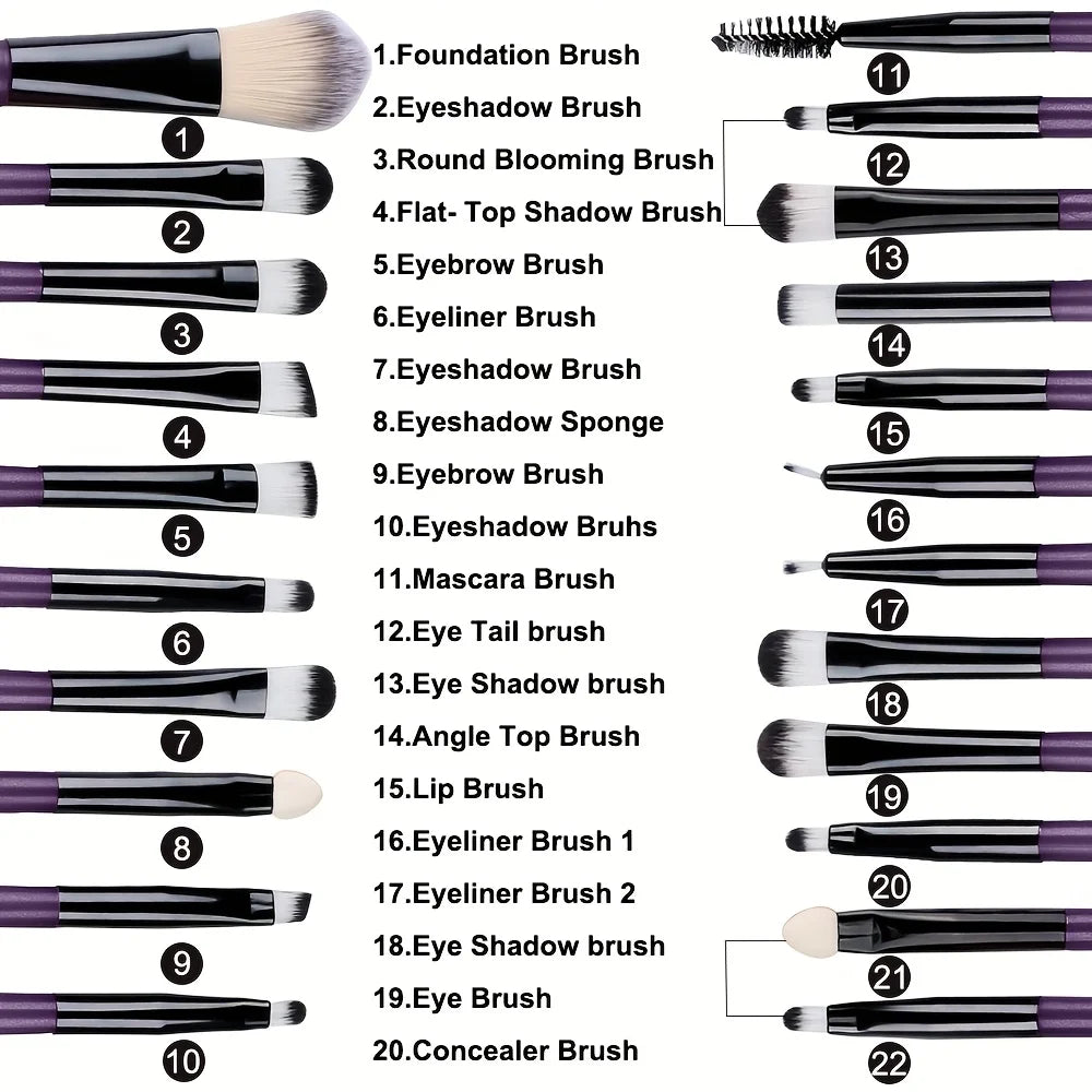 20pcs Eye Makeup Brush Set Portable Soft Makeup Brushes Beauty Tools Foundation Eyeshadow Eyeliner Brush Multi-function Beginner