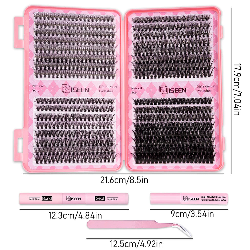 DIY Eyelash Extension Kit Natural or Thick Cluster Eyelashes Wispy Individual Lashes With Lash Glue Makeup
