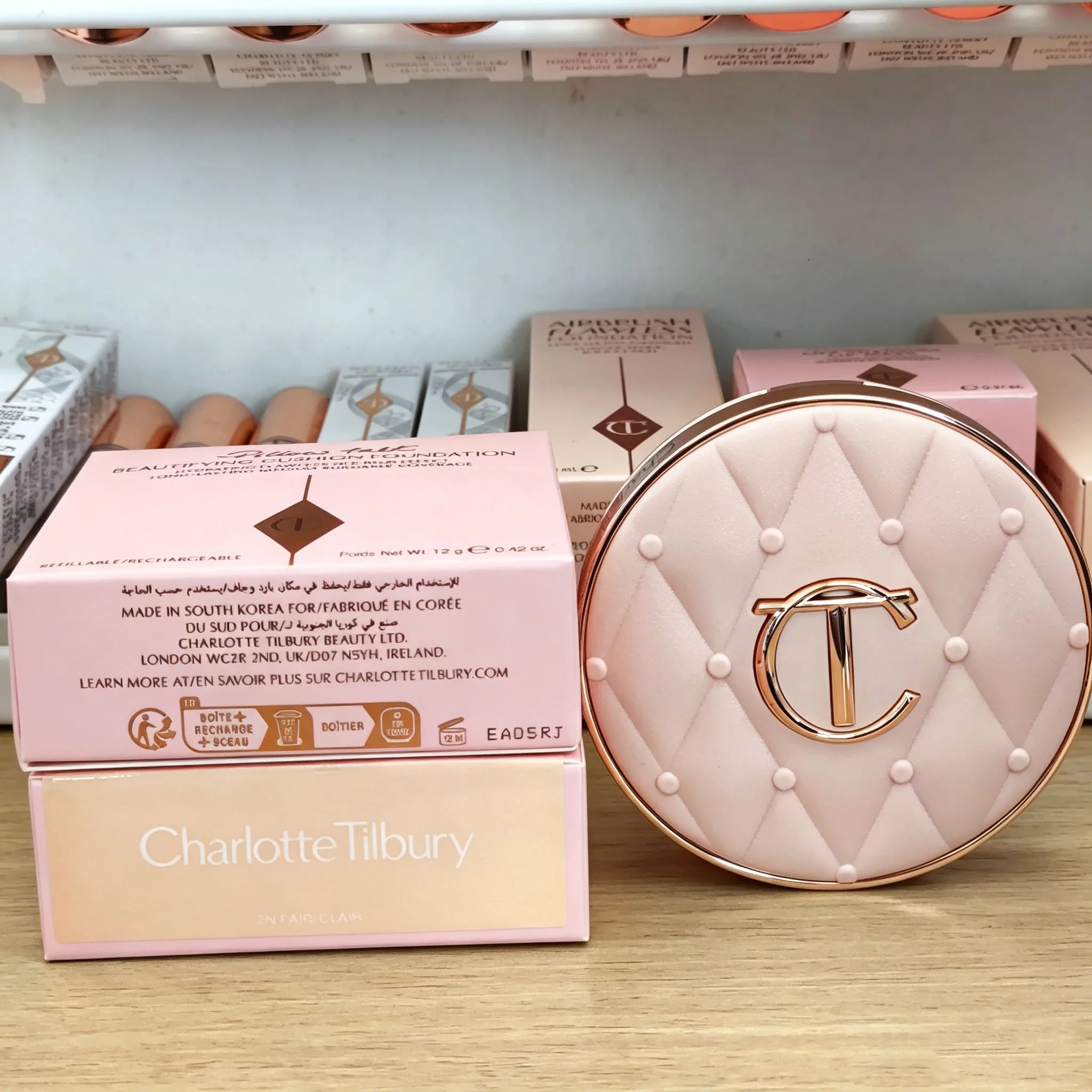 Charlotte Tilbury CT Base Makeup Cushion By The Pillow Long-lasting Concealer Smooth Snug Light and Hydrating Foundation Cushion