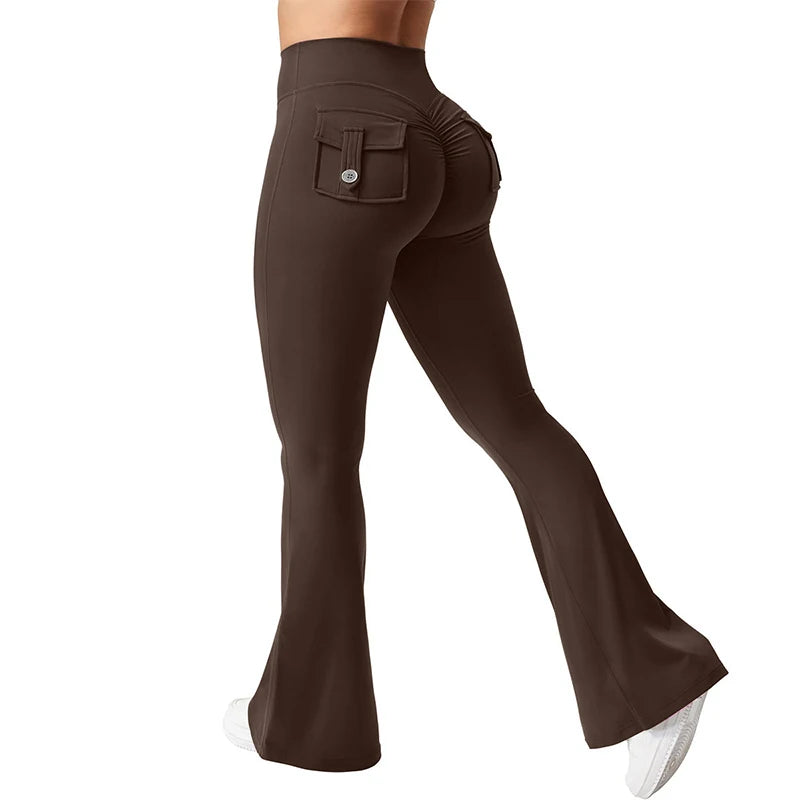 2026 Gym Push Up Impact Leggings Woman Sexy Hip Lifting Running Workout Leggings Women New Pocket Quick-Dry Yoga Flared Leggings