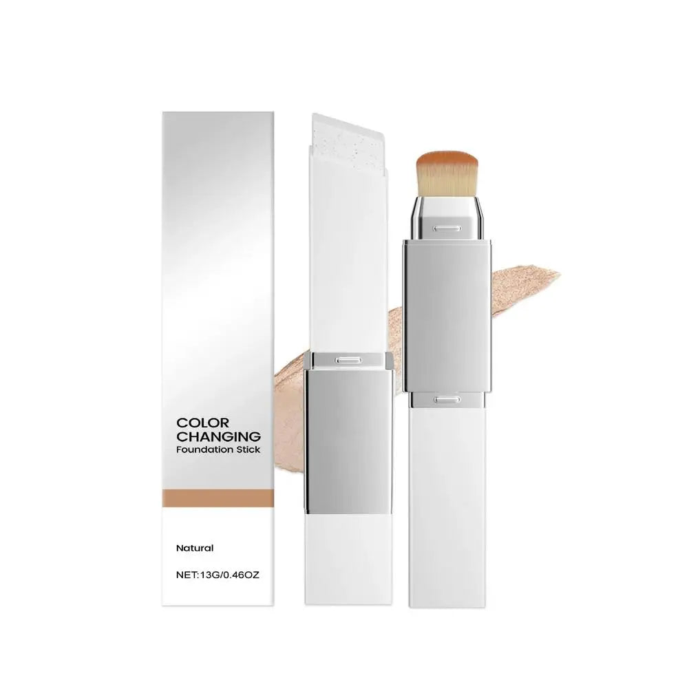 2-in-1 Foundation Stick Liquid Lightweight Moisturizing Brightening Foundation Color Changing For All Skin Types Base Makeup