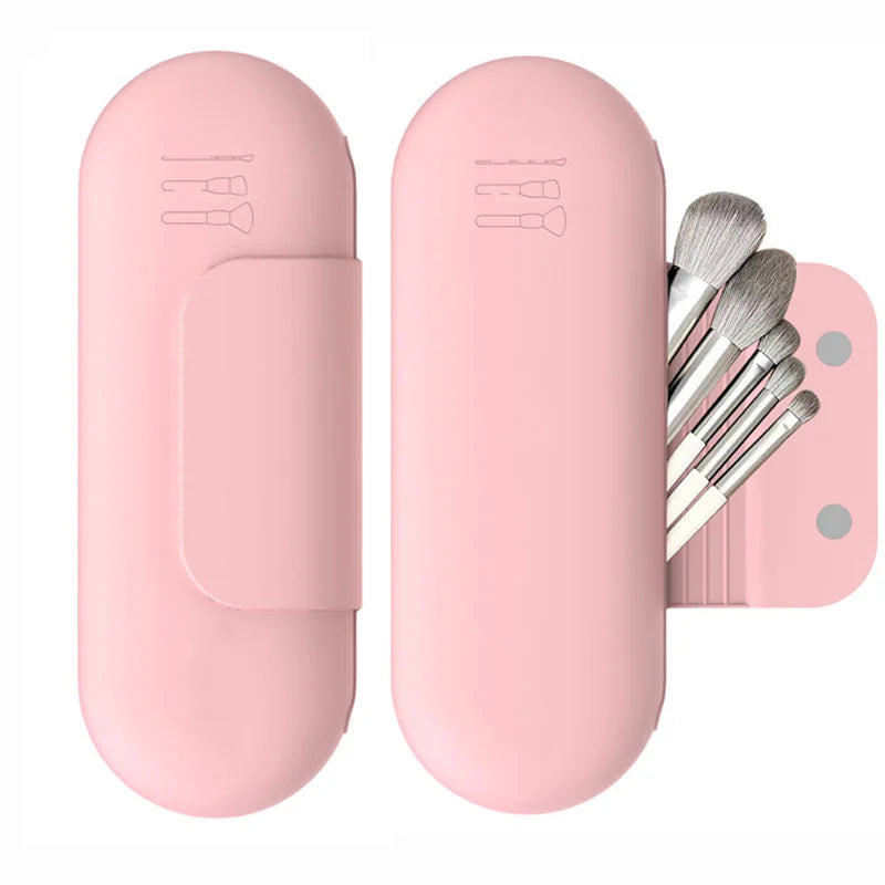 Silicone Makeup Brush Holder Travel Cosmetic Bag Case Soft Portable Cosmetic Face Brushes Holder with Magnetic Closure