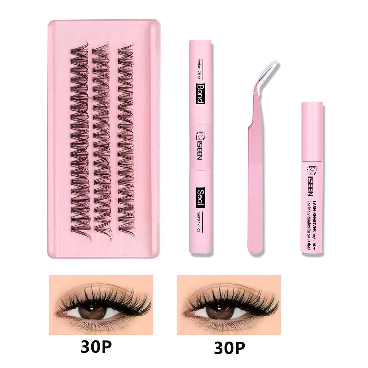 DIY Eyelash Extension Kit Natural or Thick Cluster Eyelashes Wispy Individual Lashes With Lash Glue Makeup