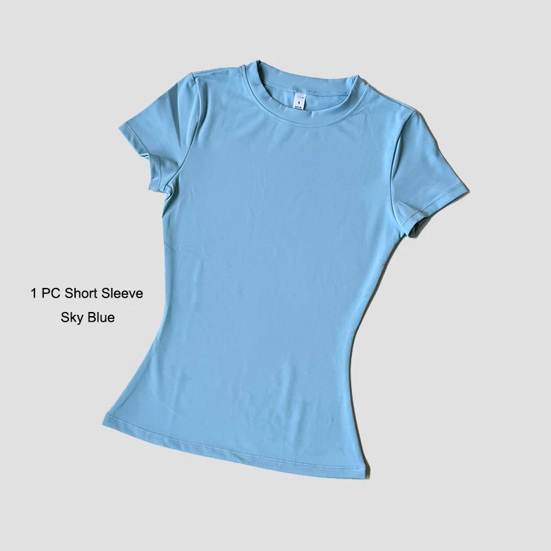 Sports Sets Fitness Hip-lifting Tight Top Short Sleeve Running Workout Gym Shorts Tracksuits For Women Breathable Sports Suits