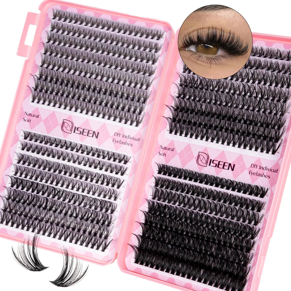 DIY Eyelash Extension Kit Natural or Thick Cluster Eyelashes Wispy Individual Lashes With Lash Glue Makeup